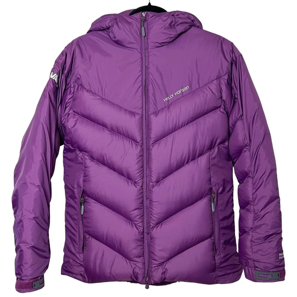 Helly Hansen Verglas Down Hooded Winter Jacket Deep Violet Puffer Coat Medium
